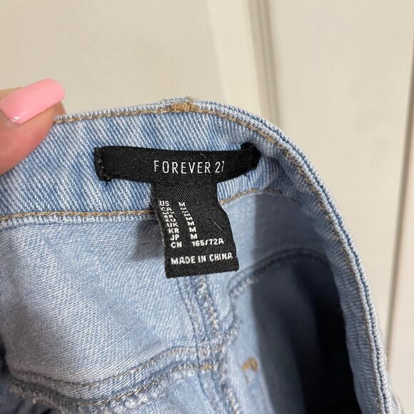 Forever 21 Womens Blue Light Wash Retro Y2K Pockets Denim Jean Mini Skirt Medium - Picture 2 of 6